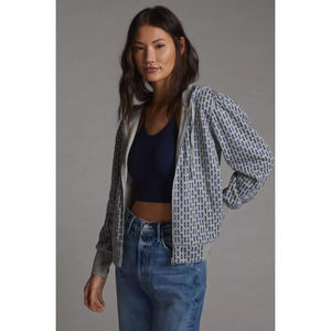 Anthropologie Gray and Blue Patterned Hoodie